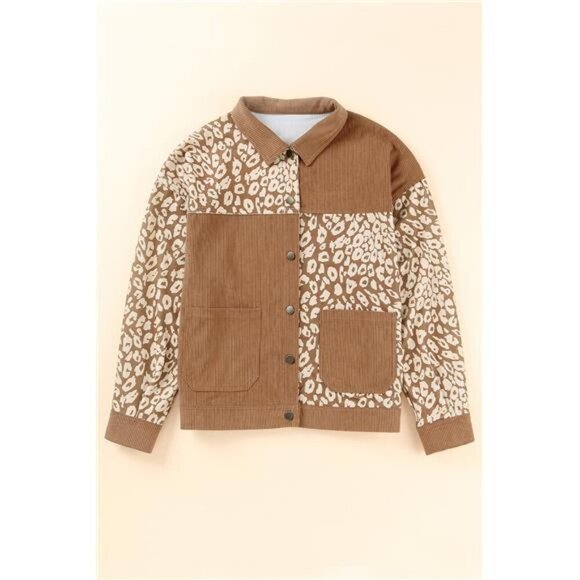 Leopard Button Up Drop Shoulder Jacket - Picture 6 of 11